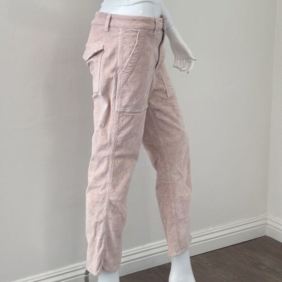 AMO Denim Easy Army Trouser Light Pink Corduroy Cargo Style Pants Straight Leg - Picture 2 of 6
